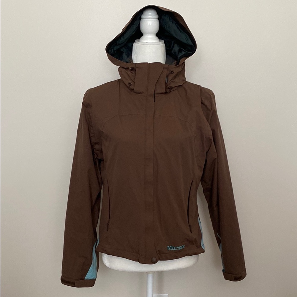 Marmot Brown lightweight rain Jacket with Fitted Silhouette